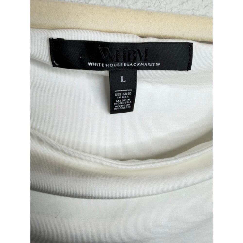 WHBM White House Black Market Cream Ruched Boat Neck Top L Soft Stretch - Picture 6 of 10